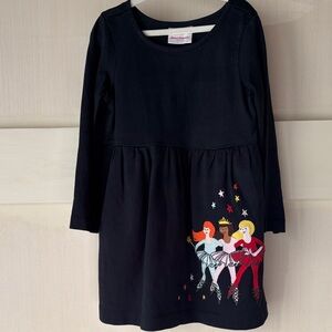 NWOT Hanna Andersson Navy Dress with Colorful appliqué Dancer Design